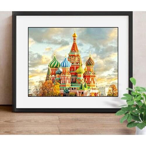 5D DIY Diamond Painting Moscow Washim Ascension Cathedral Diamond Mosaic Cross Stitch Rhinestones Full Square Decor Home