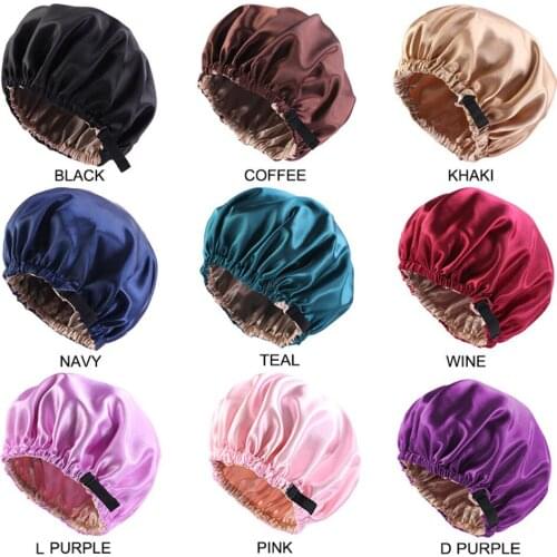 Satin Bonnet Sleep Bonnet Cap, Adjustable Satin Cap for Sleeping Hair Bonnet Elastic Band Lined Hair Cover for Women