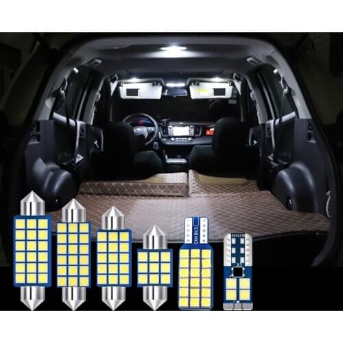 For Toyota RAV4 XA50 RAV 4 2019 2020 6pcs Car LED Bulbs Interior Dome Reading Lamps Trunk Light Vanity Mirror Lights Accessories