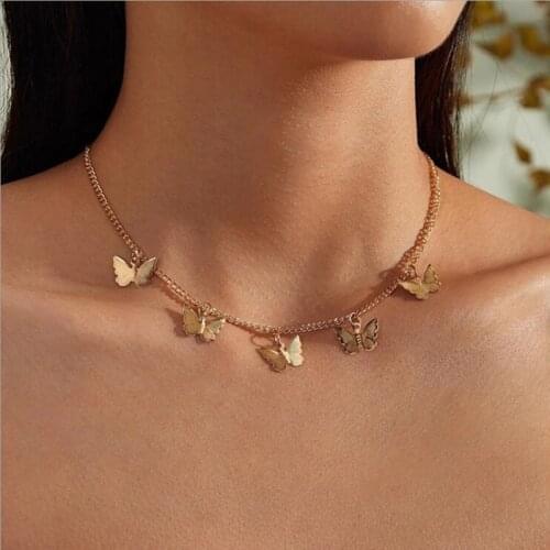 Butterfly Choker Necklace for Women Boho Simple Summer Holiday Chain Fashion Party Jewelry GiftAM3014