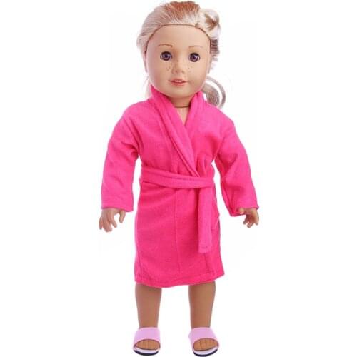 Rose red bathrobe Wear fit 18 inch American Children best Birthday Gift N597