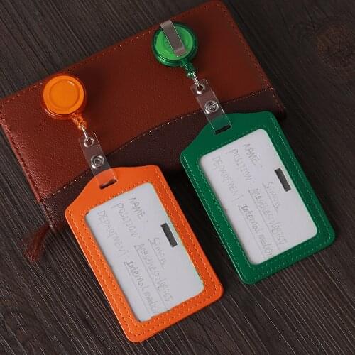 1pc Portable No Zipper Cheap Safety Bank Credit Card Holders Bus ID Holders Identity Office Supplies Badge with Retractable Reel