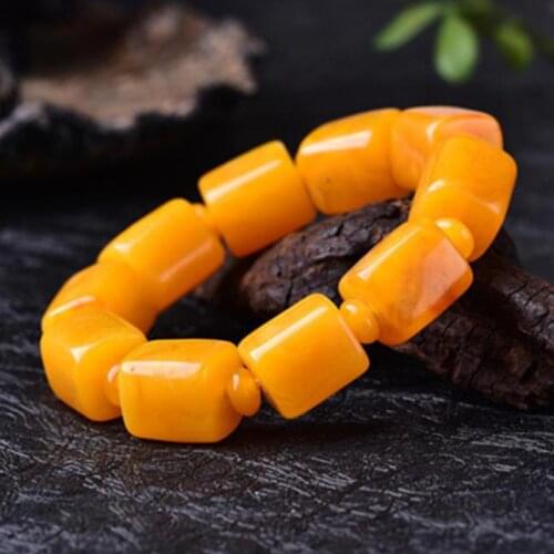 Genuine Natural Yellow Amber Bracelet For Women Men Certified Amber Beads Elastic Beaded Fine Jewelry Bangle Fashion Jewelry