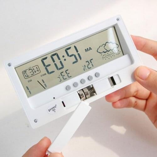 LCD Clock White Light Electronic Desk Clock Temperature And Humidity Meter Alarm Clock Multi-function Electronic Digital Display