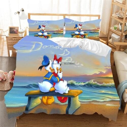 Disney Childrens Bedding Set Down Quilt Cover Pillowcase Donald Duck Daisy Colorful Print Bedroom Decoration Home Textile