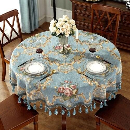 European Tassel Round Tablecloth Romantic Embroidery Table Dust-Proof Cover Coffee Table Cloth Classical Exquisite Protectiver
