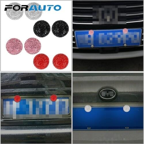 FORAUTO Bolt Rims Car Crystal Cap Decor Auto Hub Screw Cover Special Socket Car License Plate Frame Nut Caps Universal 2Pcs/Set