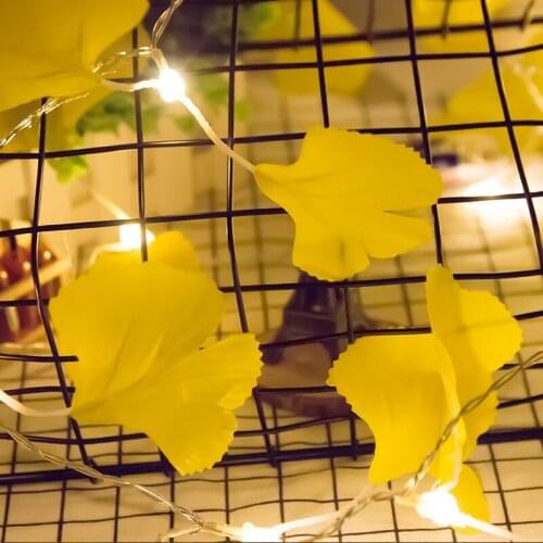 10LED Ginkgo Leaf Light String Simulation Leaf Small Lantern Light Ins Girl Heart Network Red Light Patio Decoration Outdoor