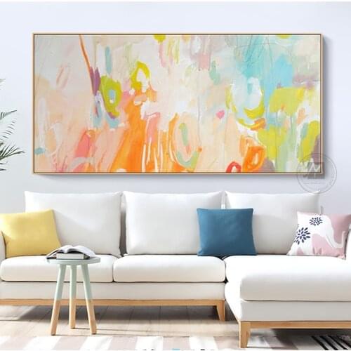 Horizontal Abstract Art Hand painted Canvas Oil Painting Decoration Painting Living Room Large Piece Wall Decor Painting Bedroon