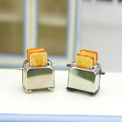 1/12 Scale Dollhouse Bread Machine With 2 Pcs Toast Miniature Cute Decorations Toaster Dollhouse Mini Accessories