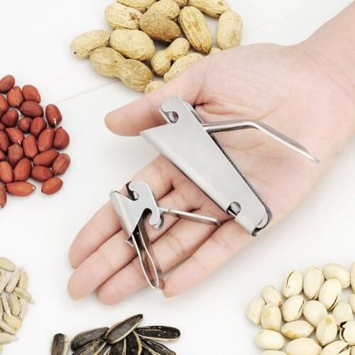 Stainless Steel Melon Seeds Opener Clamp Peeler Walnut Pine Peanut Sheller Folder Kitchen Nut Cracker Tool Accessories