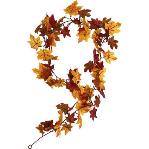 175cm Artificial Maple Leaf Vine Home Autumn Decoration Leaves Garland Fake Foliage String Thanksgiving Halloween Garden Decor
