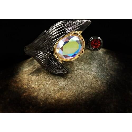 Exquisite Fashion Mermaid Tail Shiny Crystal Adjustable Ring Unique Italian Ladies Ring 925 Silver Jewelry Engagement Ring