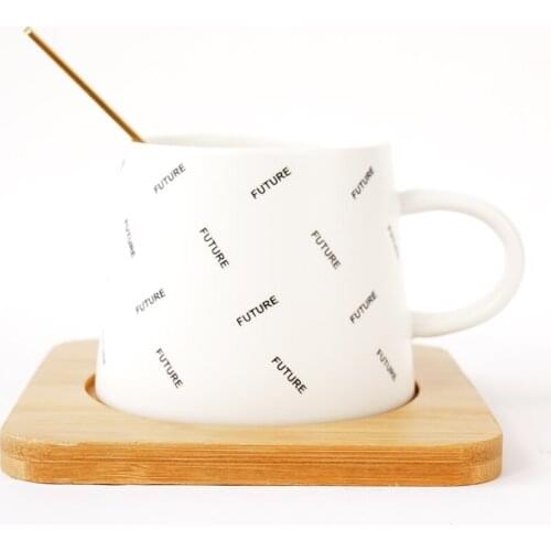 Alphabet Matte Coffee Set Coffee Cup with Saucer Spoon High Quality Coffee Mug Tea Cup Office Bar Drinkware Gift Ceramic Cup