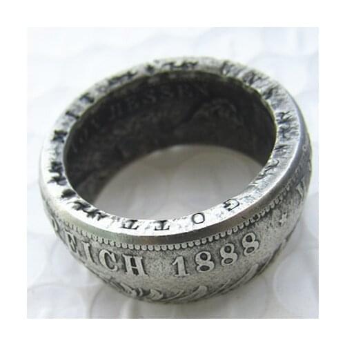 Germany Silver Coin Ring 5 MARK 1888 Silver Plated Handmade In Sizes 8-16