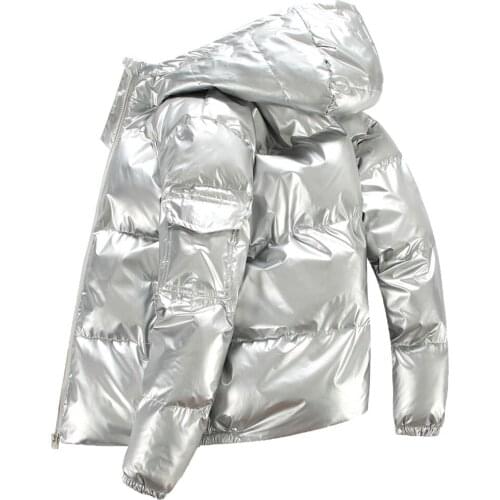 Nice Winter Jacket Men Parka Shiny Hooded Warm Coats Zipper Up High Quality Jackets Overcoat Thick Jackets Plus size