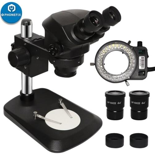 7X-45X Simul-Focal Binocular Industrial Stereo Microscope with LED Light Lamp Eyepiece For Jewelry Phone PCB Soldering Repair