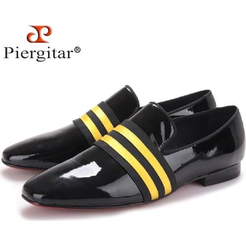 2017 Brand PIERGITAR Handmade Men Patent leather Shoes Lace-Up Wear Comfortable Men Dress Wedding Shoes Prom Mens Loafers