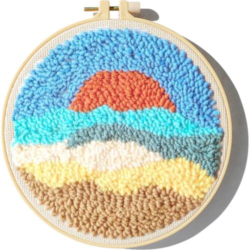 Sunrise Punch Needle Starter Kits Soft Yarn Punch Needle Embroidery Kit Easy Embroidery Set Needlework Wool Work Home Decor