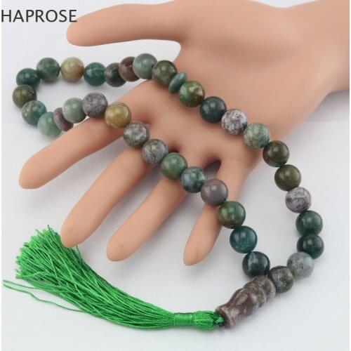 Natural Indian agate bracelet tassel Round Shape beads Prayer 33 Islamic Muslim tasbih Allah Rosary Trendy agate Free shipping