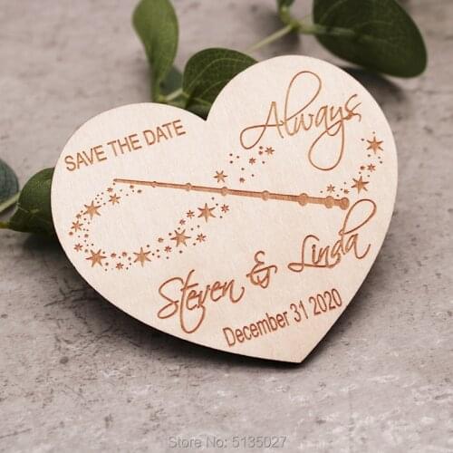 Personalized Wedding Save The Date Wood Save The Date Always Wooden Rustic Wedding Save The Date Magnet with Cards Rustic Weddin