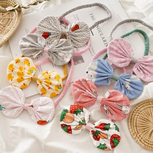 Baby Headband Rabbit Ear Hair Bands For Girls Cartoon Head Bands Nylon Infant Cotton Bandage Toddler Summer Head Wrap Soft