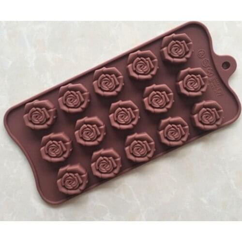 15 Cavity Rose flower Silicone Chocolate Mold Cake Biscuit Cookies Baking Tools Kitchen New