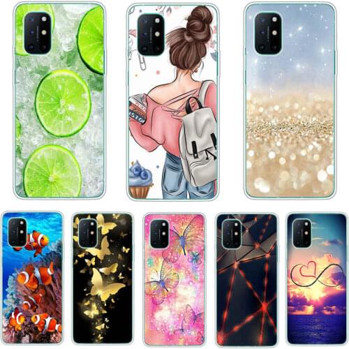 Silicone Case For Oneplus 8T Soft TPU Flower Animals Phone Case For One Plus 8T Coque Cover For Oneplus 8 T Full Bumper Funda