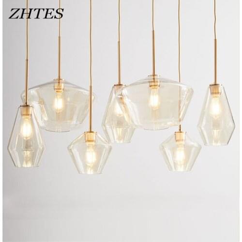 Modern Minimalism LED glass Pendant light parlor Retro champagne clear hung lamp Restaurant hotel Bar living room