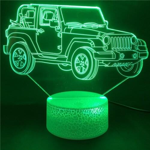Jeep 3D Led Night Light Acrylic Nightlight Color Changing APP Control Atomsphere Table Lamp Kids Bedroom Unique Birthday Gift