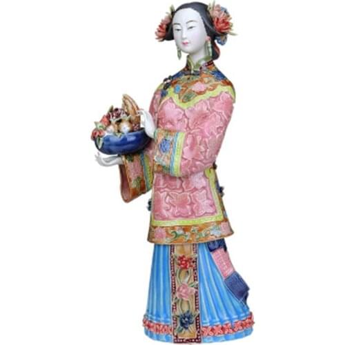 Shiwan Doll Figure Beautiful Women Wish birthday Boutique Ceramic Living Room TV Cabinet Chinese Decoration Home Decor A1188
