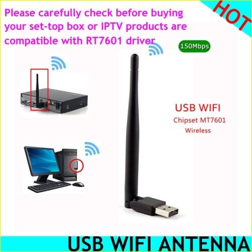 HOT MT7601 MTK7601 External USB WiFi Adapter Antenna Dongle for v9 pro v9super Skysat S2020 V20 GTMEDIA V7SHD V7PLUS Set Top Box