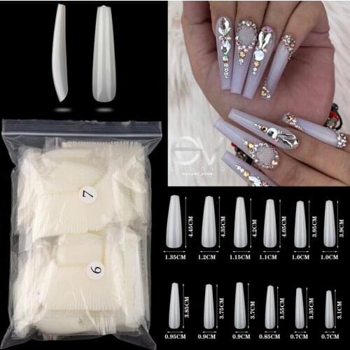 XXL Super Long Ballerina Coffin Fake Nails 600pcs/bag Natural Beige Clear Nail Tips Press on Nail Full Cover False Nails