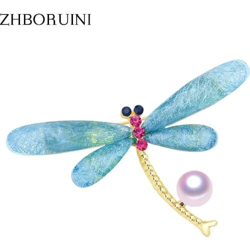 ZHBORUINI High Quality Natural Freshwater Pearl Brooch Pearl Dragonfly Brooch Gold Color Pearl Jewelry For Women Accessories