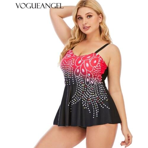 Women 5XL Tankini Beach Sexy Backless Rhinestone Print Monokini Beachwear Swimwear Padded Female Two Piece Swimsuit Plus Size
