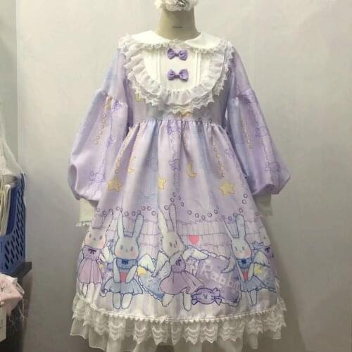 Women Kawaii Lolita dress cosplay sweet girl princess original design/Lolita starry Angel op long sleeve dress