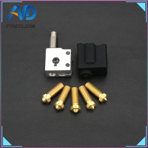 1set Volcano V1 Silicone Socks +Aluminium Volcano Block +5pcs Nozzle+ 1.75mm Hotend Throat For Prusa i3 3D Printer Hotend