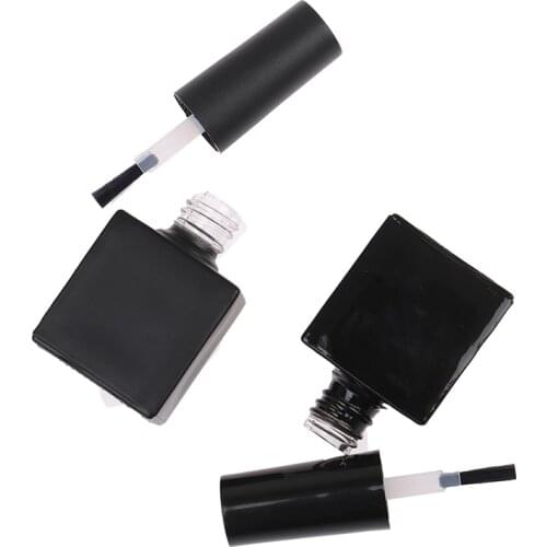 10ml Empty UV Black Square Nail Polish Bottle + Small Brush Nail Art Container Glass Nail Oil Bottles