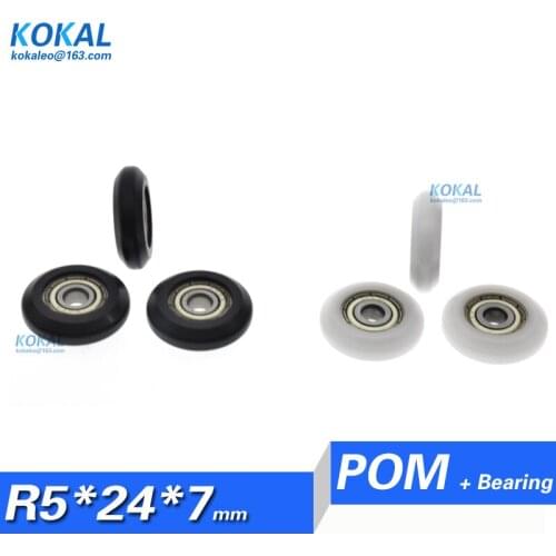 [R0524-7] Free Shipping 10pcs 625zz bearing nylon roller plastic sliding door wheel 5*24*7 pulley round type sliding roller