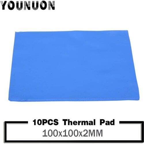 10PCS YOUNUON 100mm*100mm*2mm Thermal conductivity 3.2W GPU CPU Heatsink Cooling Conductive Silicone Pad Thermal Pad
