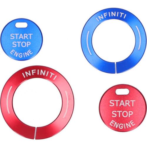 2pcs Engine Start Stop Button Trim Cover Aluminum Alloy Decor Fit for Infiniti Q50 Q50L QX60