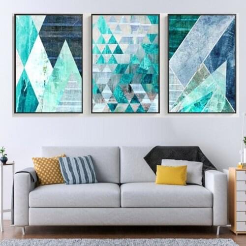 Abstract Geometric Turquoise diy 3pcs diamond painting Nordic Painting Pictures diamond embroidery for Living Room Home Decor