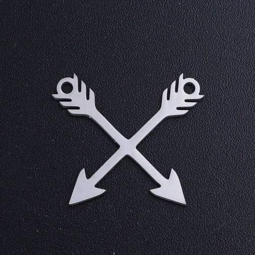 5pcs/lot Crossing Arrows 316L Stainless Steel DIY Connector Charms Wholesale For Necklaces Making Never Rust
