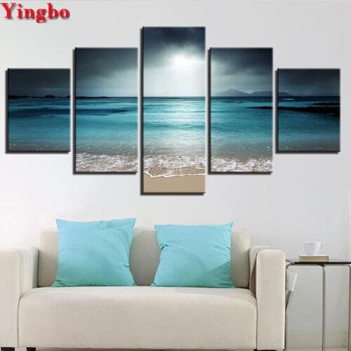 5 pcs set DIY 5d diamond painting Beach Scenery Diamond Embroidery mosaic Cross stitch kits 5d sale Needlework Home Decor