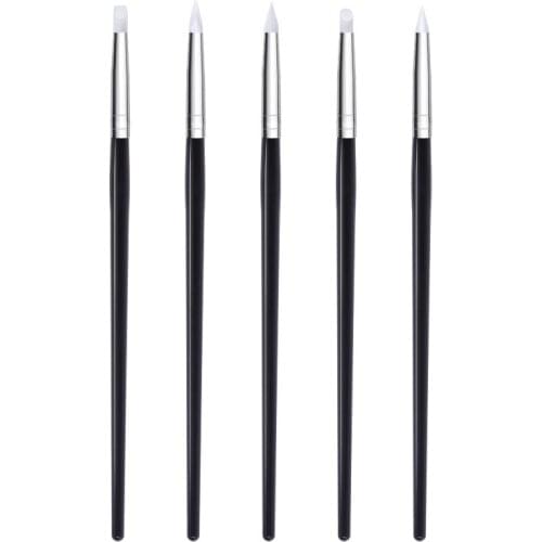 5Pcs Silicone Brush Nail Art Brush Sculpture Pen 3D Carving Glitter Powder UV Gel Polish Manicure Nail Tips Dotting Brush Set
