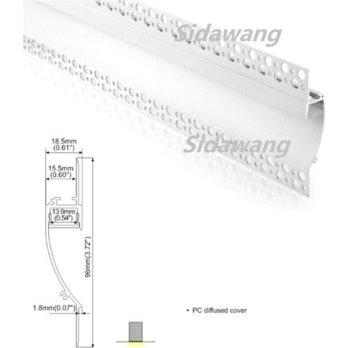 5 x 2m Plaster drywall Aluminium LED profile single flange, recessed into 5/8" drywall SDW146