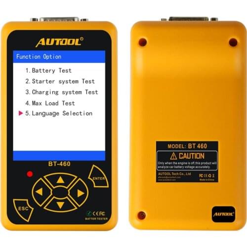 AUTOOL BT460 Car Battery Tester 12V 24V Multifunction Battery Charging System Analyzer Test With 4inch Colorful Display for Car