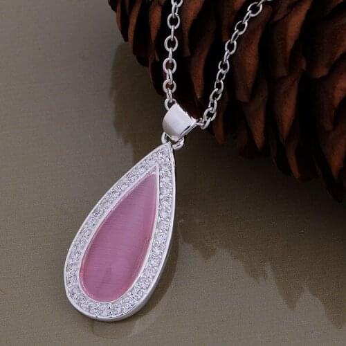 Free Shipping 925 Silver Necklaces & Pendants Fashion Silver Jewelry water drop inlaid red stone /copalfwa ebbamsia AN779
