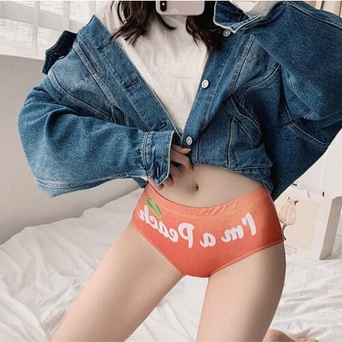Seamless Briefs For Women Letter Print Cotton Girls Underwear Sexy Peach Hip Sports Panties Breathable Comfortable Lady Lingerie