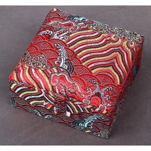 Luxury Square Silk Brocade Jewelry Wood Gift Box Bracelet Display Case Vintage Bangle Storage Packaging Decoration